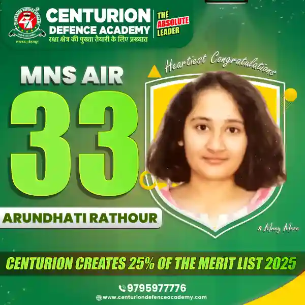 Centurion Defence Academy MNS 2025 selection MNS AIR 33 Arundhati Rathour